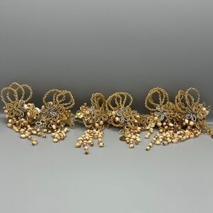 Katherine’s Collection 6 Napkin Ring Holder Beaded NEW Cream/silver